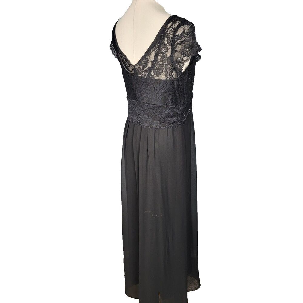 Signature Size 10 by Robbie Bee Black Chiffon Lace Maxi Dress *read* - Picture 8 of 16